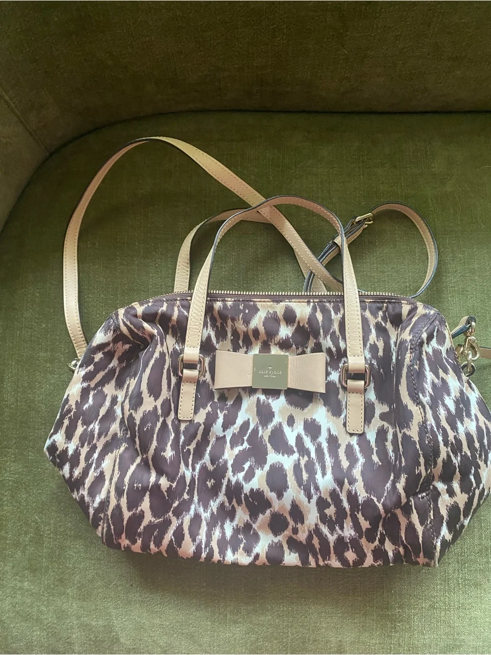 kate spade Leopard Print Bow Satchel - Brown, Tan